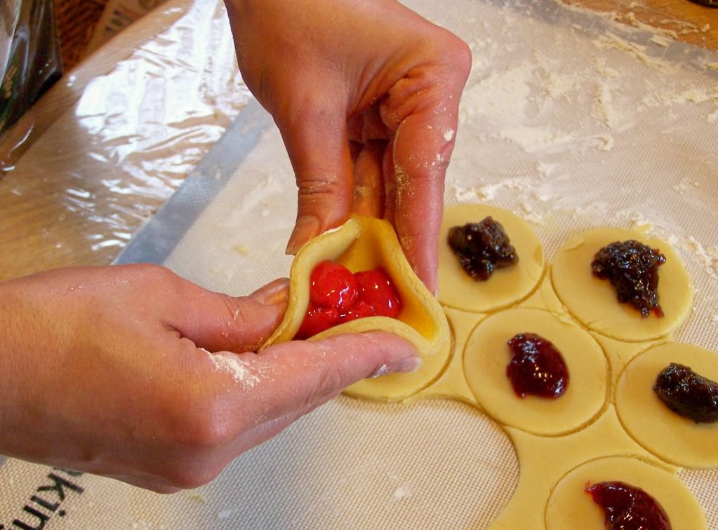 Hamentashen-folding1; photo by L. Goldman Photo #4: Folding 1