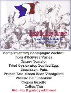 Bastille Day at Hamiltons Grill Room 