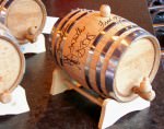 Small bourbon barrels; photo by L. Goldman