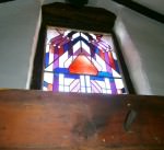 Stain glass window upstairs at Hearth