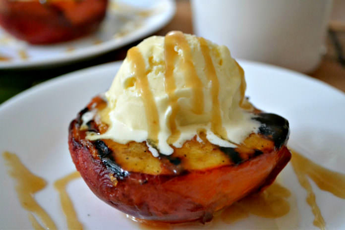 Fresh Fridays: Grilled Peaches with Maple Caramel Sauce and Ice Cream