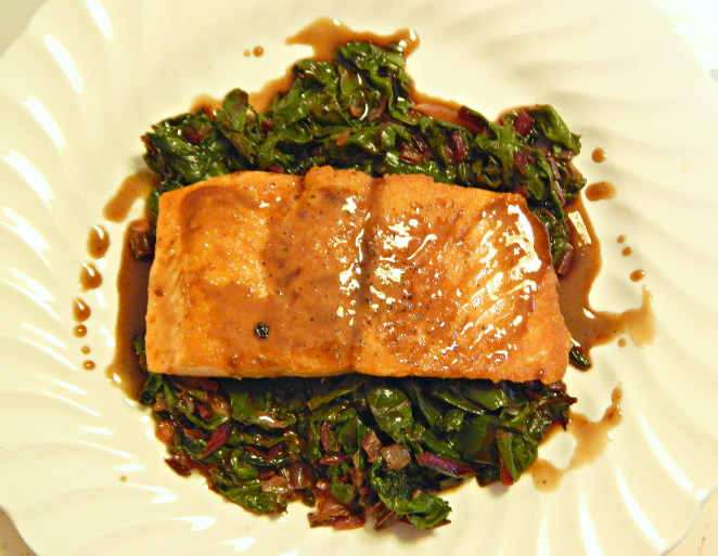 Fresh Fridays: Balsamic Glazed Salmon over Swiss Chard