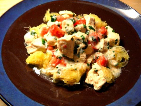 Fresh Fridays: Creamy Chicken over Spaghetti Squash