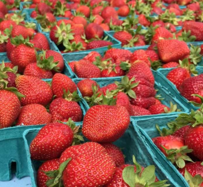 strawberries at market