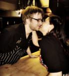 Joe and Amy McAtee kissing at James Beard