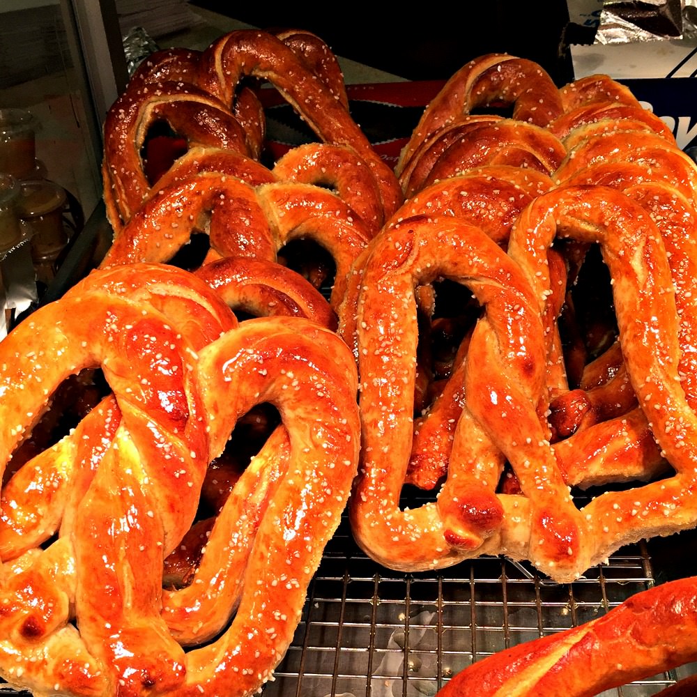 Soft pretzels Amish PA Dutch Farmers Market; photo credit Lynne Goldman