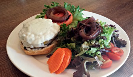 Beefless burger; photo credit Sue Gordon