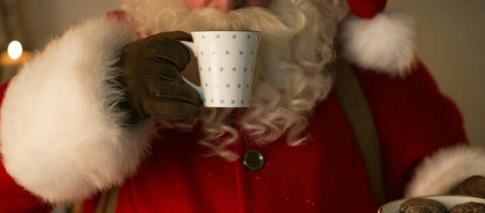 Santa Claus drinking coffee