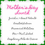 MOther’s Day Lunch menu